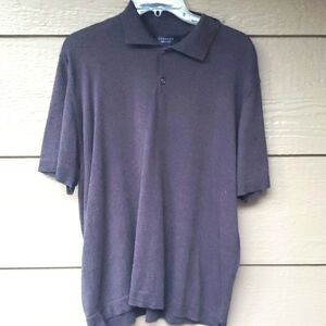 Toscano Polo Shirt Knit Short Sleeve Made in Italy Dark Gray Black Large